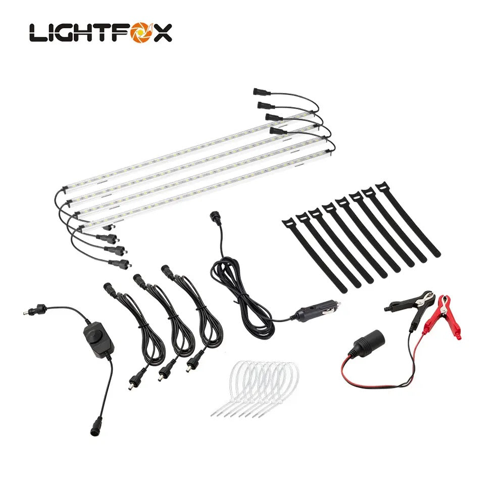 Lightfox 4PCS 12V LED Strip Light Bar Waterproof White Lights Boat Camping Lightfox 4PCS 12V LED Strip Light Bar Waterproof White Lights Boat Camping