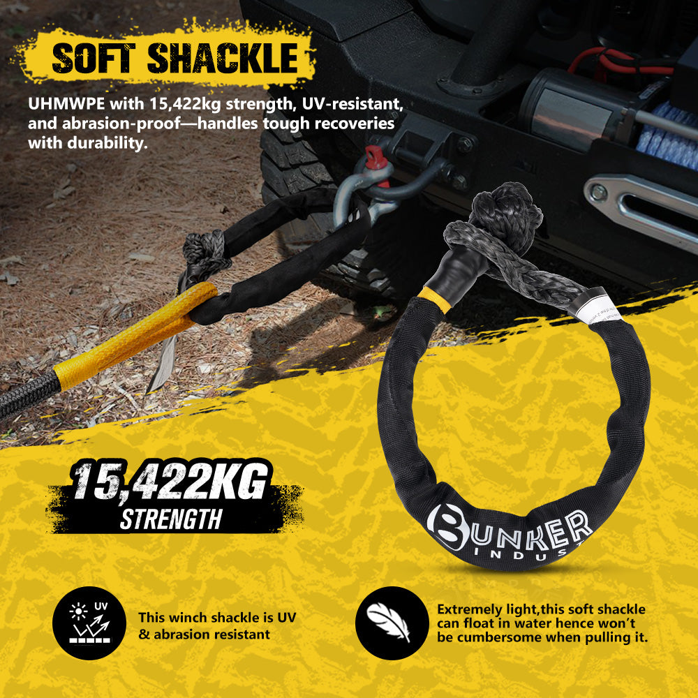Bunker Indust Recovery Kit 4x4 Kinetic Rope Soft Shackles Winch Dampener Offroad Bunker Indust Recovery Kit 4x4 Kinetic Rope Soft Shackles Winch Dampener Offroad