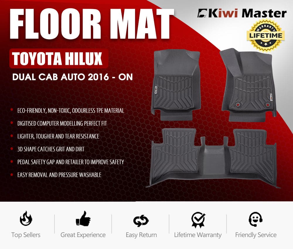 Kiwi Master 3D TPE Car Floor Mats Liner fit Toyota Hilux GD6 Dbl Cab Auto 2016 - New Kiwi Master 3D TPE Car Floor Mats Liner fit Toyota Hilux GD6 Dbl Cab Auto 2016 - New