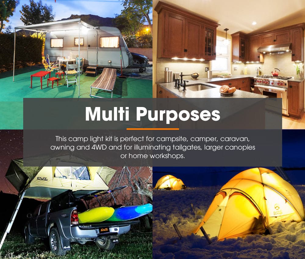 LIGHTFOX 12V LED Camp Dual Colours Light Bar Kits Set of 6 LIGHTFOX 12V LED Camp Dual Colours Light Bar Kits Set of 6