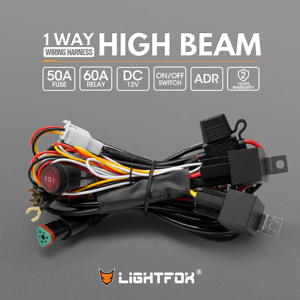 Lightfox High Beam Wiring Harness with DT 3-Pin Connector For LED Pod Light Lightfox High Beam Wiring Harness with DT 3-Pin Connector For LED Pod Light