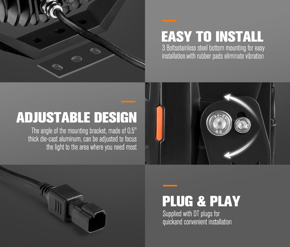Product installation and feature details with text on a gray background Product installation and feature details with text on a gray background