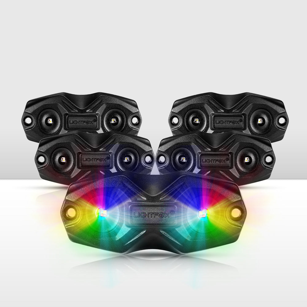 LIGHTFOX RGBW LED Rock Lights - 4 Pack LIGHTFOX RGBW LED Rock Lights - 4 Pack