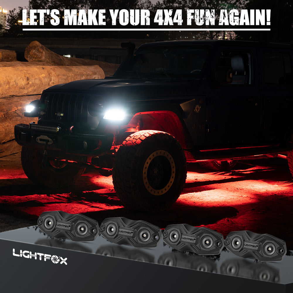 LIGHTFOX RGBW LED Rock Lights - 4 Pack LIGHTFOX RGBW LED Rock Lights - 4 Pack