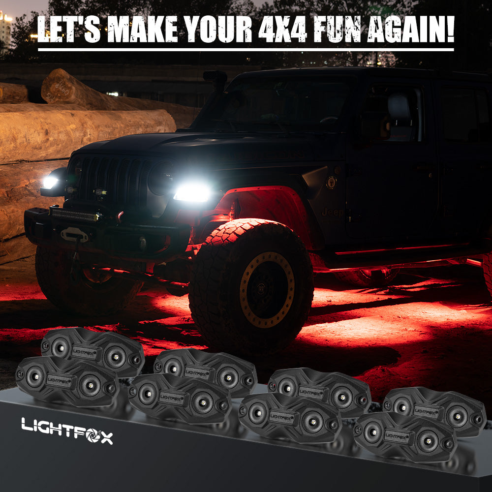 LIGHTFOX RGBW LED Rock Lights - 8 Pack LIGHTFOX RGBW LED Rock Lights - 8 Pack