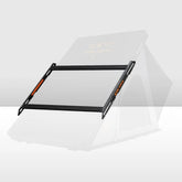 San Hima black metal roof rack with transparent panels, compatible with rooftop tents, displayed on a white background.