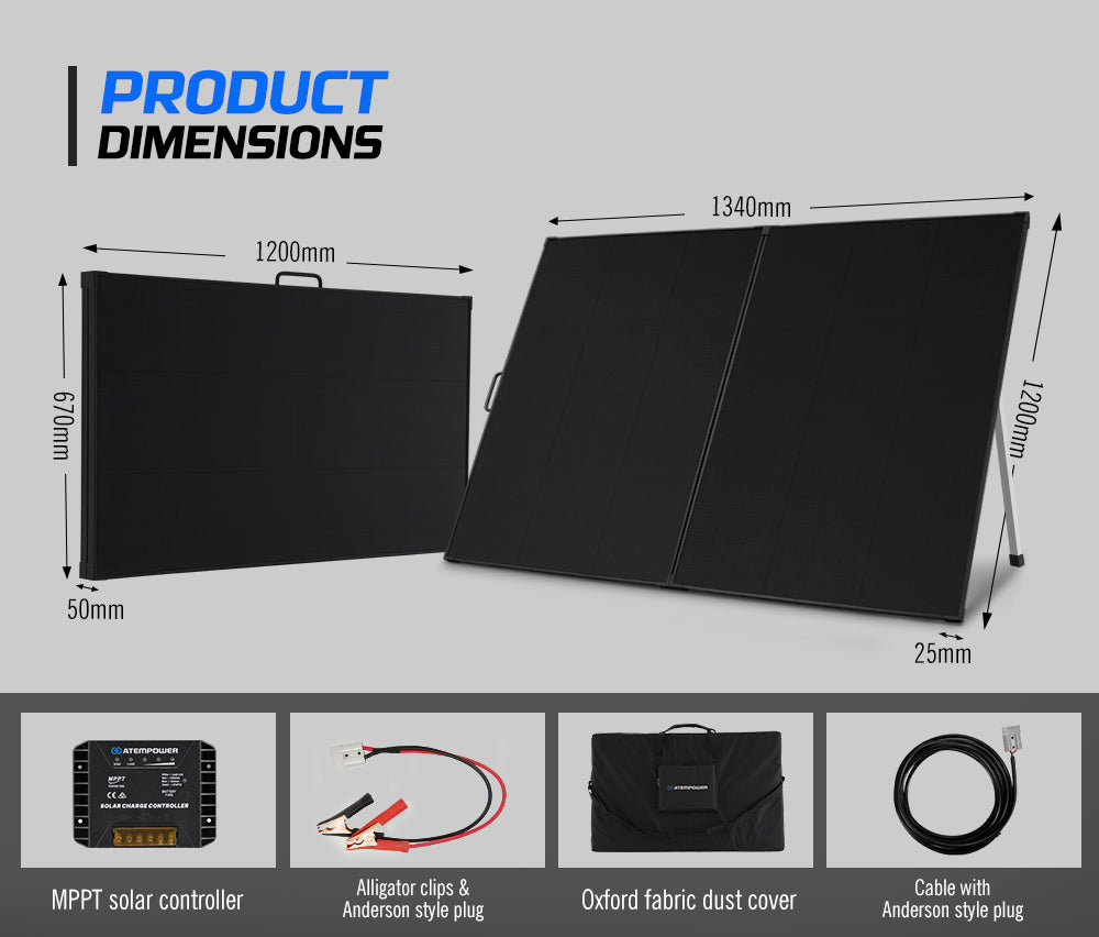 ATEM POWER 300W 12V Folding Solar Panel Kit Mono Shingled ETFE Battery Charger ATEM POWER 300W 12V Folding Solar Panel Kit Mono Shingled ETFE Battery Charger