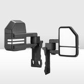 Black vehicle towing mirror on a white background