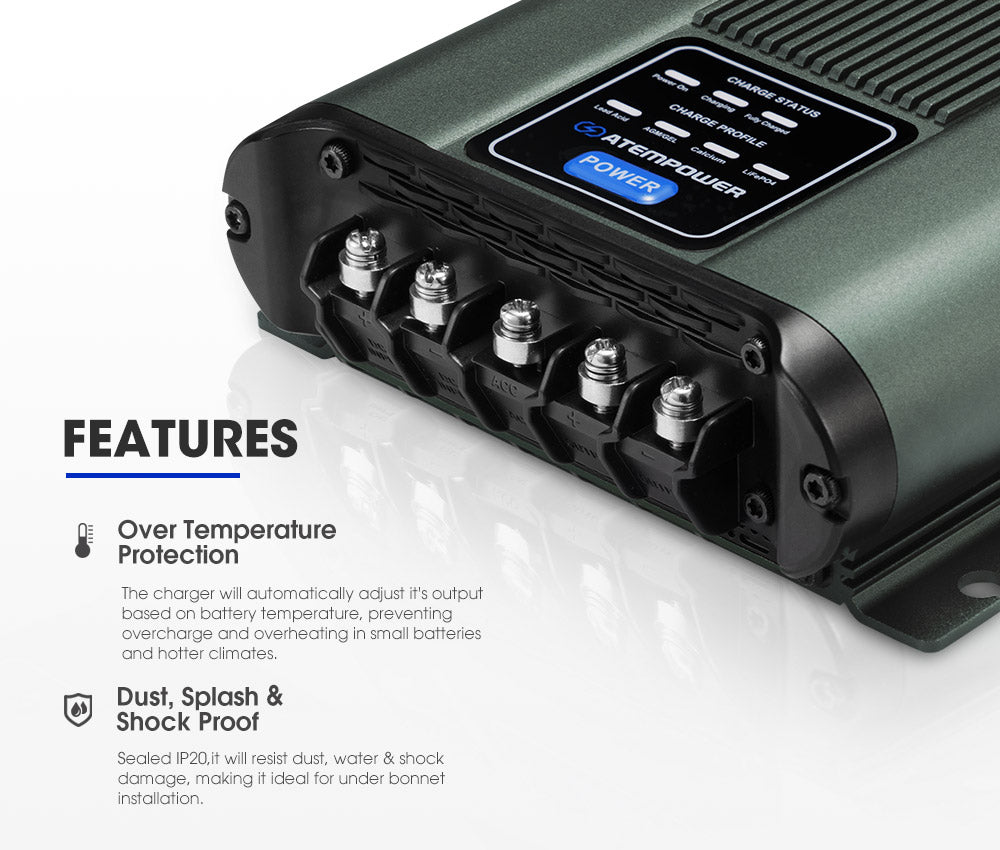 Atem Power 12V 30A DC to DC Battery Charger System Kit Isolator Dual Battery Atem Power 12V 30A DC to DC Battery Charger System Kit Isolator Dual Battery