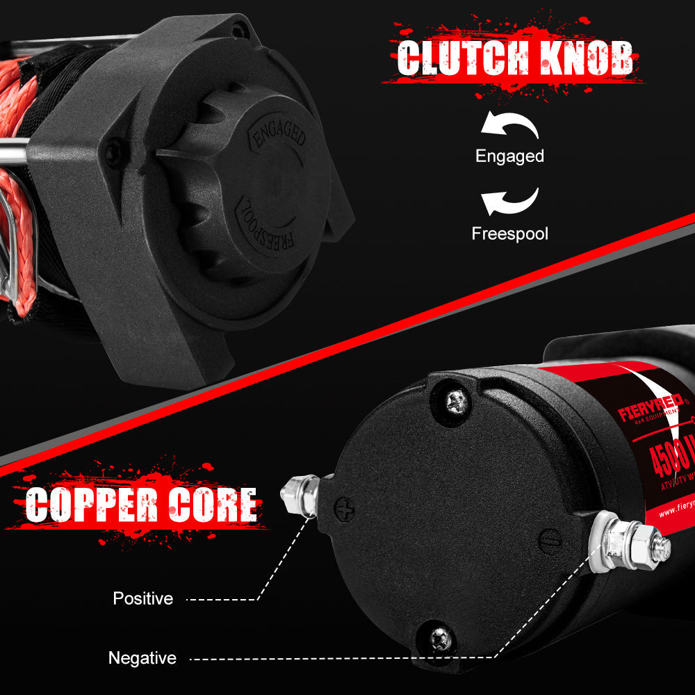 Fieryred 4500LBS/2041KG Wireless 12V Electric Winch Synthetic Rope Boat Atv 4WD Fieryred 4500LBS/2041KG Wireless 12V Electric Winch Synthetic Rope Boat Atv 4WD
