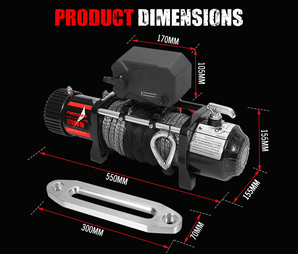 Fieryred 17500LBS Winch Wireless Synthetic Rope 12V Remote Atv 4WD Fieryred 17500LBS Winch Wireless Synthetic Rope 12V Remote Atv 4WD