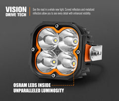 Lightfox Cygnus Pair 5inch Osram LED Pod Lights 1Lux@396m 7,053 Lumens