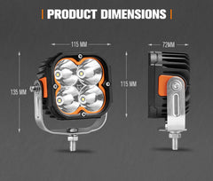Lightfox Cygnus Pair 5inch Osram LED Pod Lights 1Lux@396m 7,053 Lumens