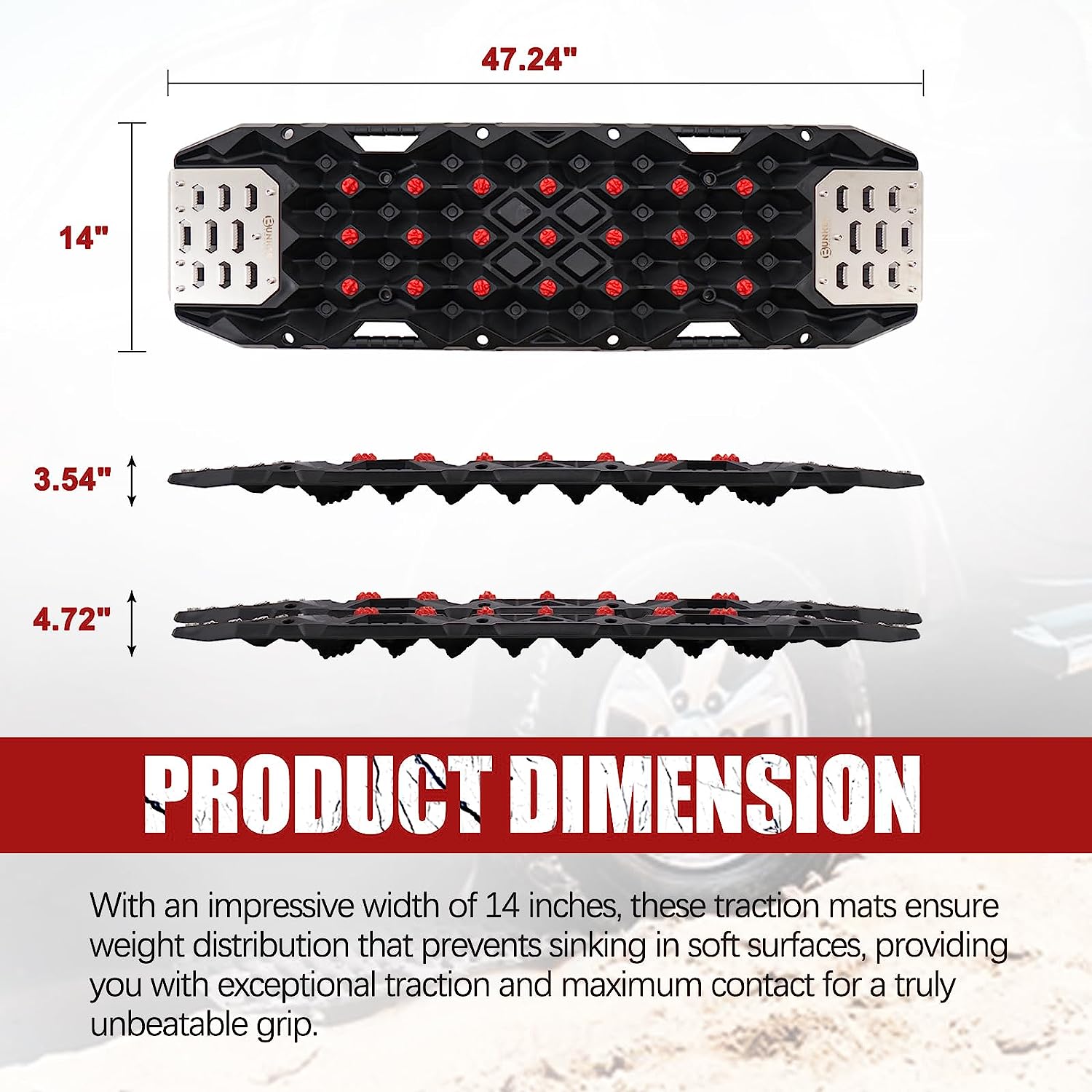 BUNKER INDUST Traction Boards with Replaceable Teeth & Steel Plate Black