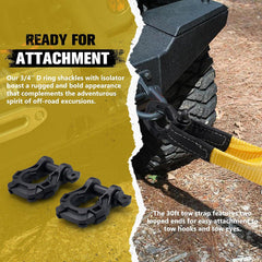 3" x 30ft Recovery Straps + Pair 3/4 D Ring Shackles + Bag 35,000 lbs Tree Saver Winch Strap - Emergency Vehicle Off Road Towing Rope