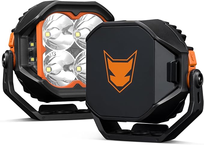 Lightfox 5 Inch LED Pod Lights with Side Light, 2 PCS 12V/24V 11285LM with White Backlight, Optic Lens for Switching Spot Beam Combo Beam, IP68 Off-Road Driving Lights for 4x4 4WD Trucks Bakkies ATVs UTVs SUV