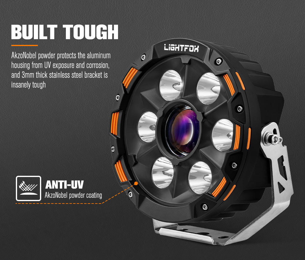 LIGHTFOX Pair 7inch Osram Laser LED Driving Lights 1Lux 2,226m 11,28