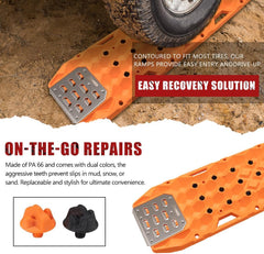 BUNKER INDUST Traction Boards with Replaceable Teeth & Steel Plate Orange