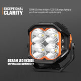 Lightfox 5 Inch LED Pod Lights with Side Light, 2 PCS 12V/24V 11285LM with White Backlight, Optic Lens for Switching Spot Beam Combo Beam, IP68 Off-Road Driving Lights for 4x4 4WD Trucks Bakkies ATVs UTVs SUV
