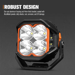 Lightfox Pair 5inch Cygnus LED Pod Lights with Side Light 1Lux @ 400m
