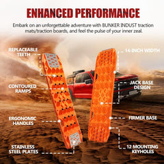 BUNKER INDUST Traction Boards with Replaceable Teeth & Steel Plate Orange