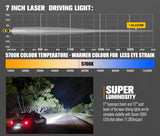 LIGHTFOX Pair 7inch Osram Laser LED Driving Lights 1Lux @ 2,226m 11,285 Lumens