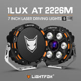 LIGHTFOX Pair 7inch Osram Laser LED Driving Lights 1Lux @ 2,226m 11,285 Lumens