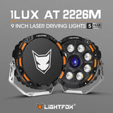 Lightfox Pair 9inch Osram Laser LED Driving Lights 1Lux @ 2,226m 15,046Lumens