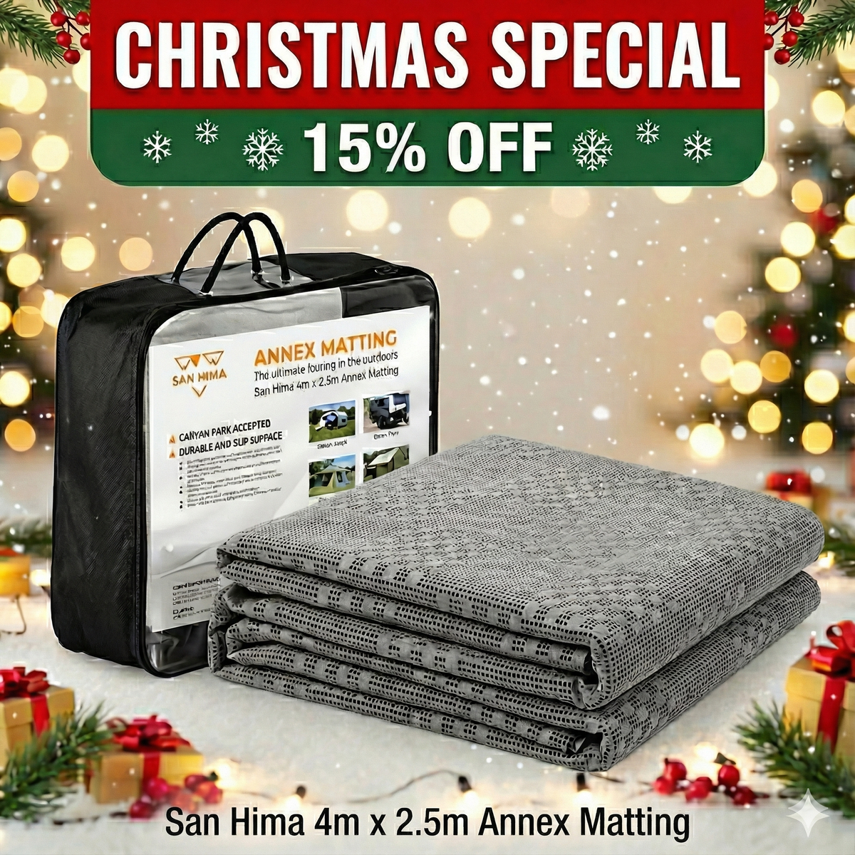 San Hima 4m x 2.5m Annex Matting Floor Mats Mesh Caravan RV Motor Home Camping