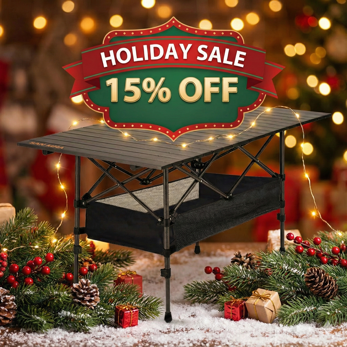 San Hima Folding Camping Table Adjustable Aluminium Portable Outdoor BBQ Desk