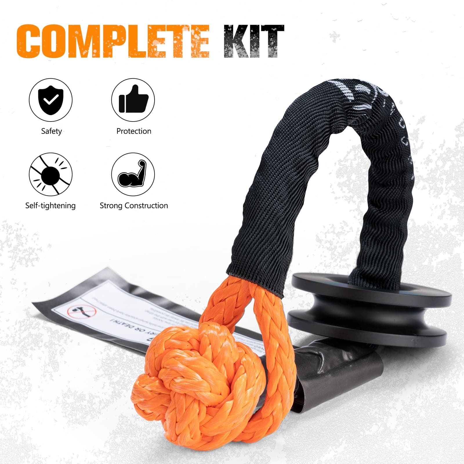 Bunket Rope BUNKER INDUST Soft Shackle Synthetic Rope with Protective Recovery Sna ...