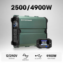 Atem Power power inverter with display on a gray background