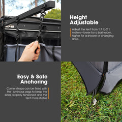 San Hima Awning Shower Tent Fold-Out Instant Ensuite Built-in LED Camping Change