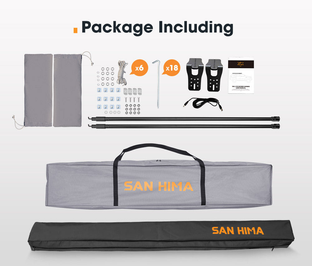 San Hima 180 Degree Free-Standing Awning 600D Double-Ripstop Oxford UPF50+ 4WD