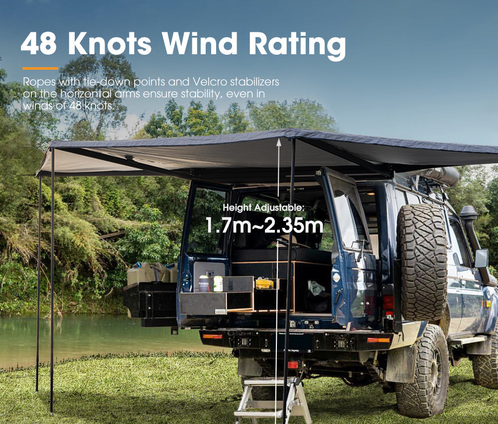 San Hima 180 Degree Free-Standing Awning 600D Double-Ripstop Oxford UPF50+ 4WD