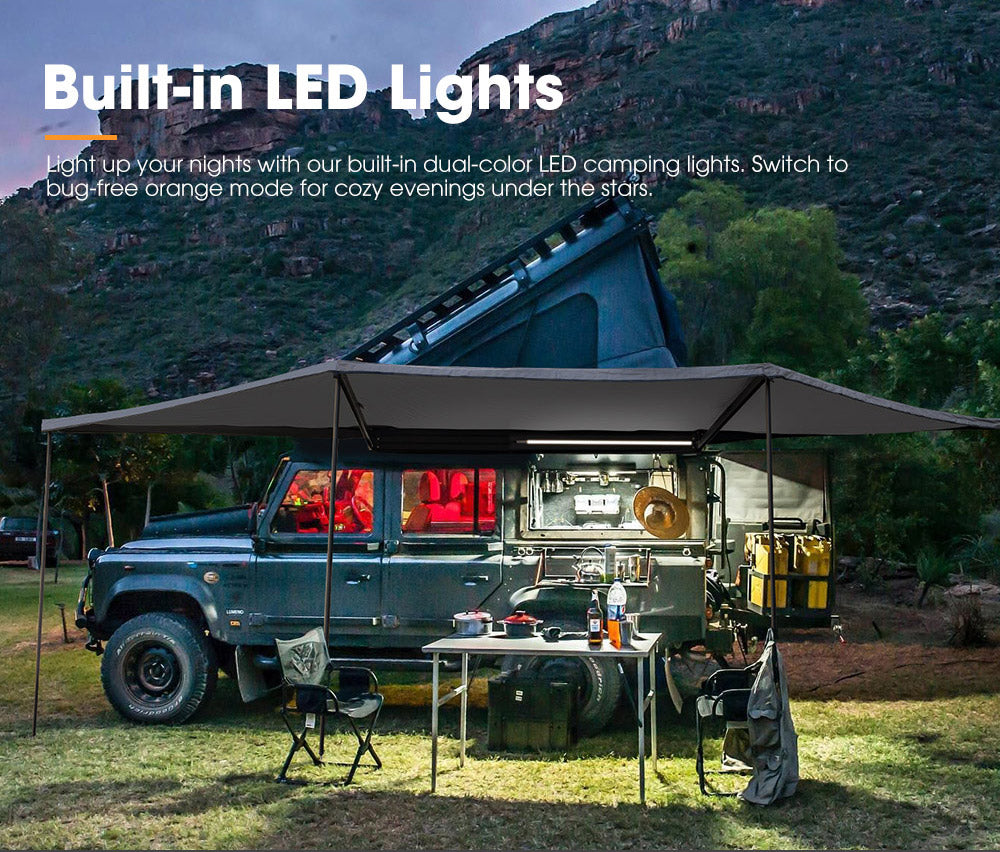 San Hima 180 Degree Free-Standing Awning 600D Double-Ripstop Oxford UPF50+ 4WD