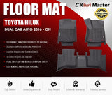 Kiwi Master 3D TPE Car Floor Mats Liner fit Toyota Hilux GD6 Dbl Cab Auto 2016 - New.