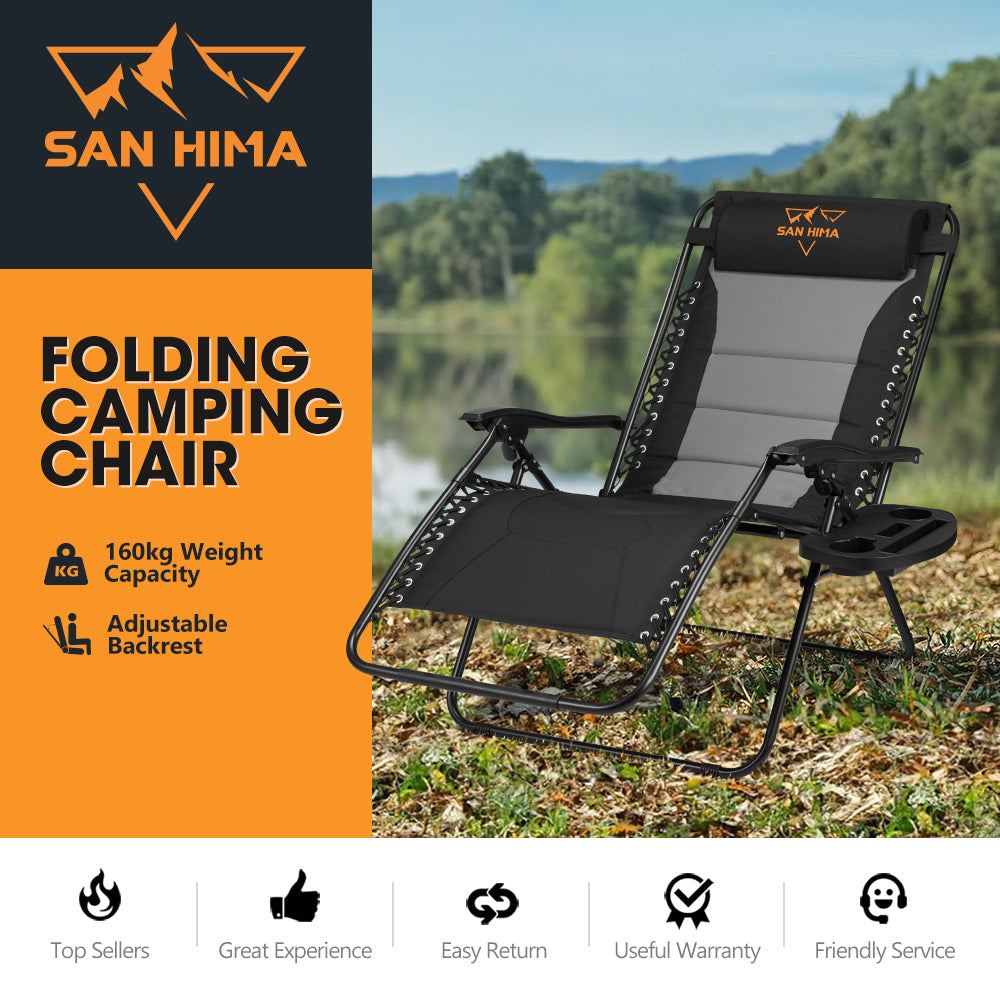 San Hima folding camping chair with scenic background