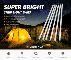 LIGHTFOX 12V LED Camp Dual Colours Light Bar Kits Set of 6