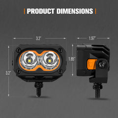 Dimensions of a LED light bar with measurements on a gray background
