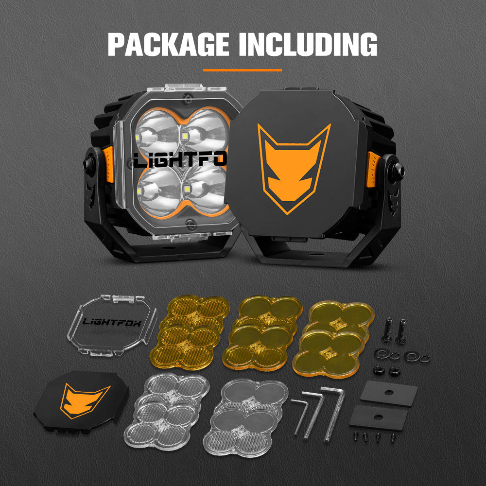 Lightfox off-road light package with components on a dark background