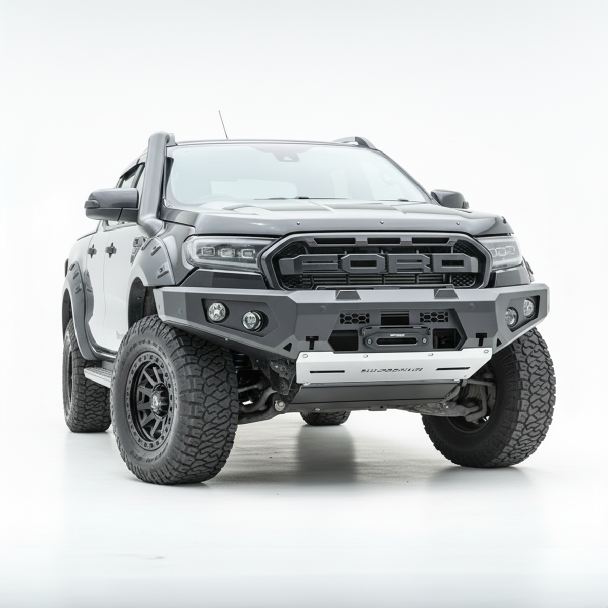 Ford bakkie with Rockarmor bumper on a white background