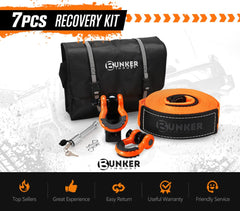 BUNKER INDUST 4WD Recovery Kit Snatch Strap Hitch Receiver Bow Shackles Off Road