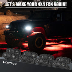 LIGHTFOX RGBW LED Rock Lights - 8 Pack