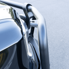Close-up of a Ranger Raptor aftermarket Rockarmor bull bar on a blurred background