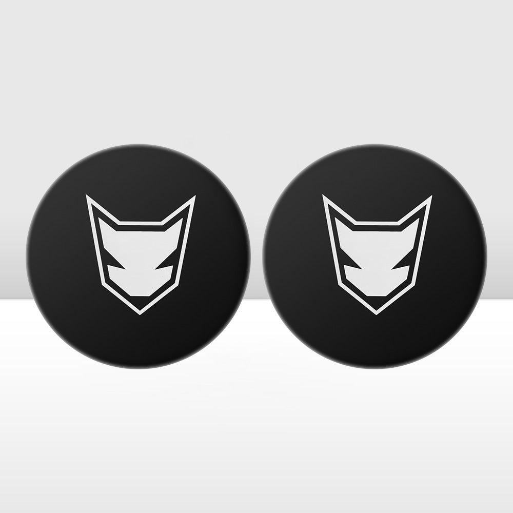 Pair of Blackout Protective Lens Covers with Lightfox branding on a white background