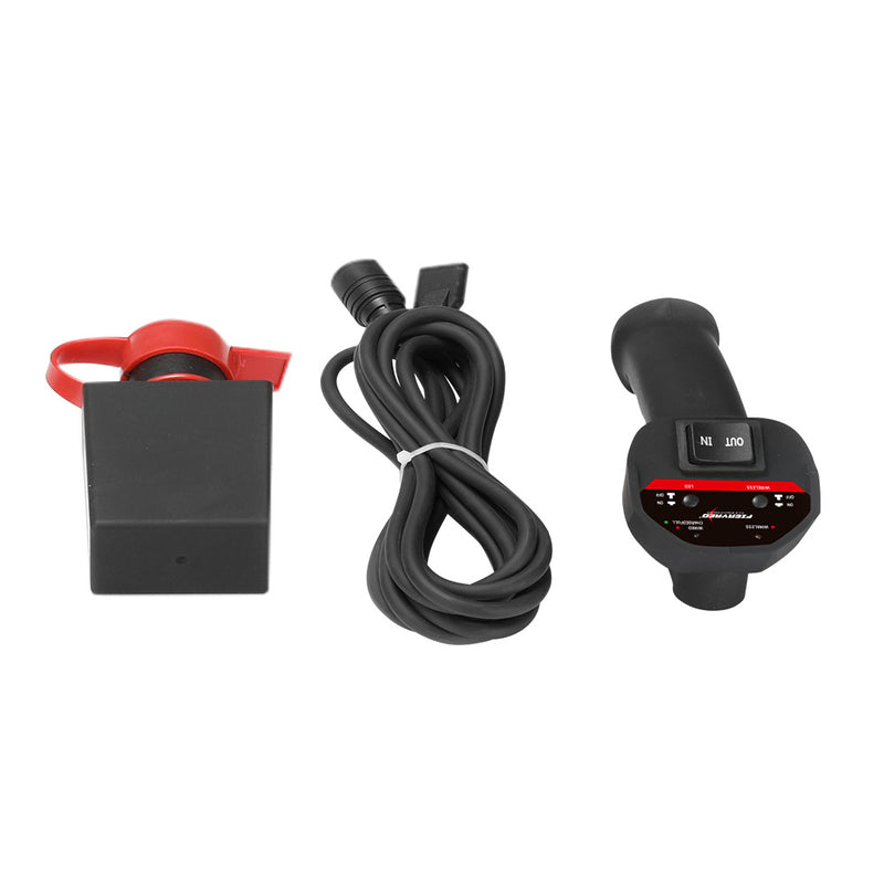 Remote and cable for Fieryred electric winch on a white background.