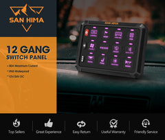 San Hima 12 Gang Bluetooth Switch Panel 12V/24V ON-OFF LED Control For Boat Car