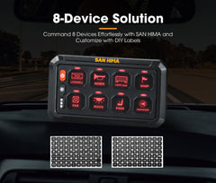 San Hima 8 Gang Bluetooth Switch Panel 12V/24V ON-OFF LED Control For Boat Car