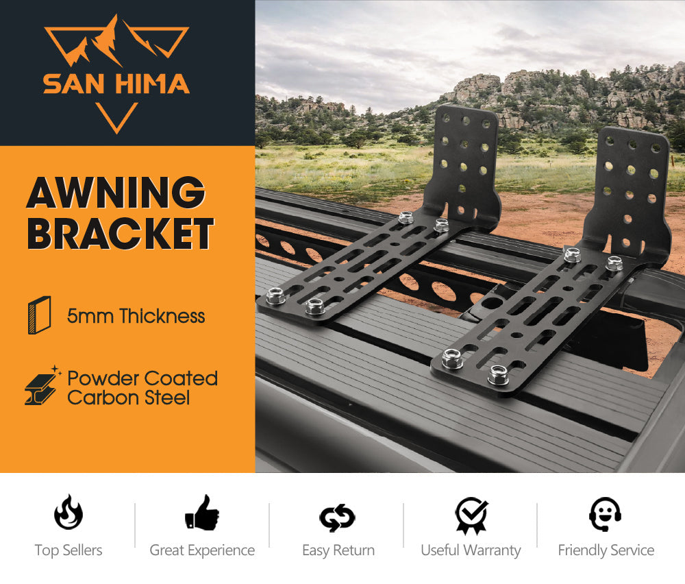 San Hima awning bracket, powder coated carbon steel finish